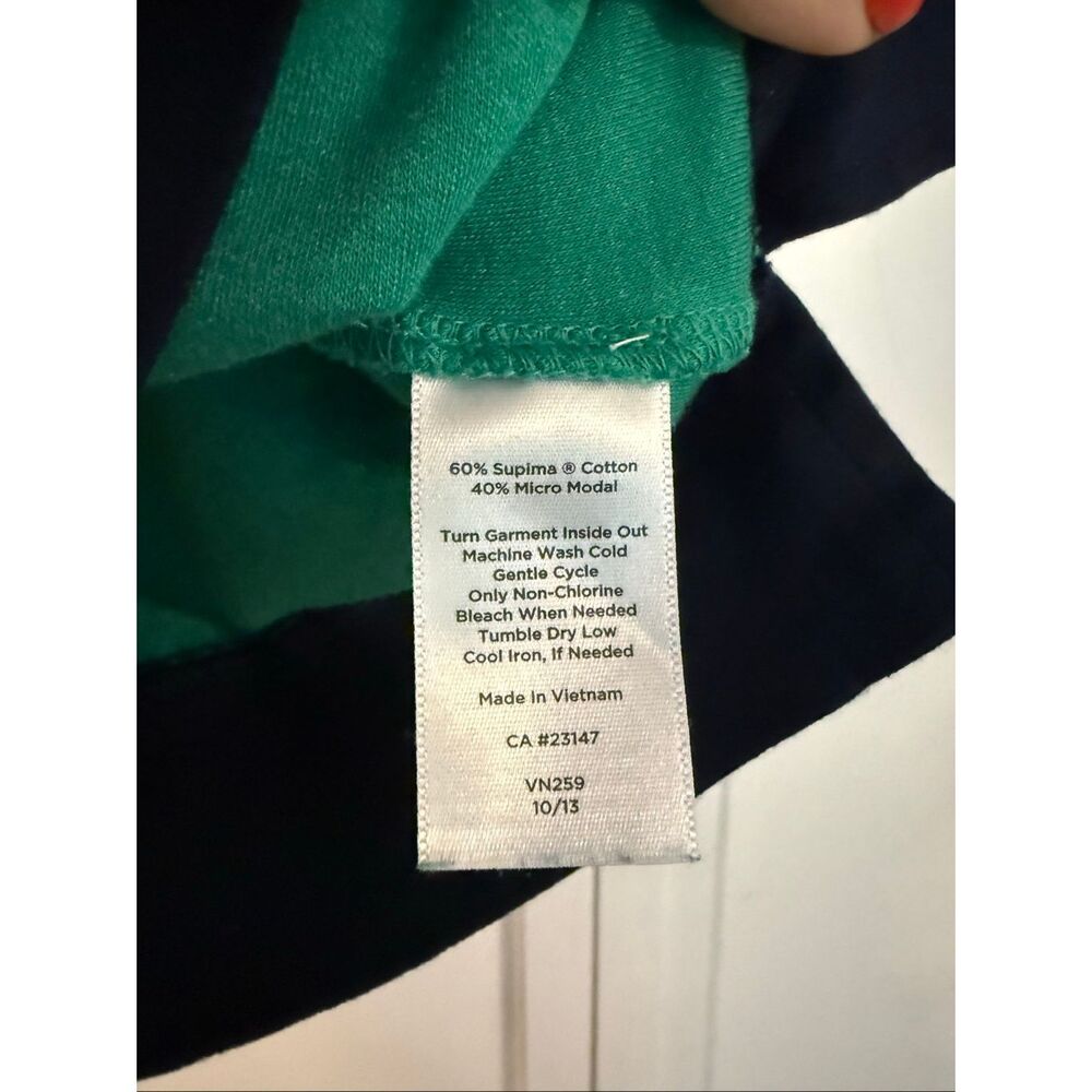 Talbots kelly green boatneck navy trim top size small petite - Picture 4 of 7